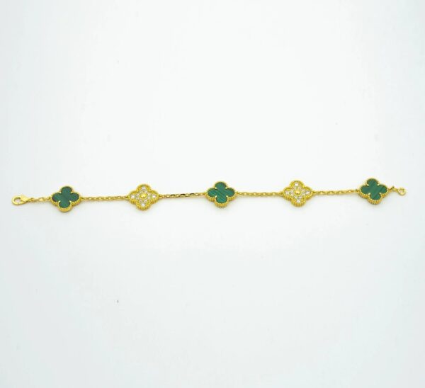 Toxse Clover Malachite Diamond Bracelet 5 Motifs - Image 4