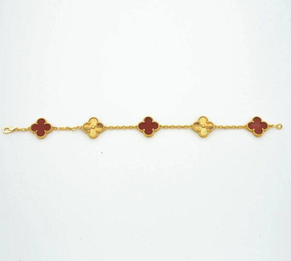 Toxse Clover Bracelet 5 Motifs Carnelian Gold - Image 2