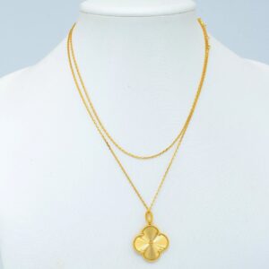 Toxse Vintage Clover Pendant Necklace Gold
