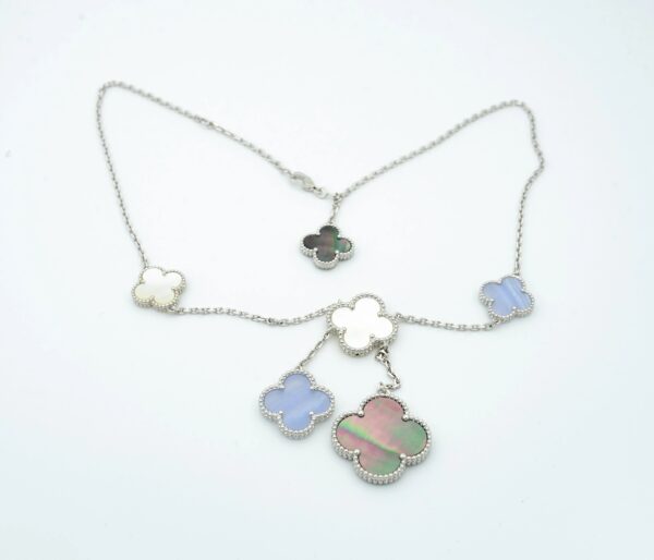 Toxse Clover Mop Chalcedony Necklace Silver 6 Motifs - Image 4