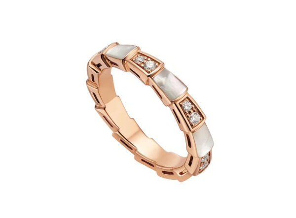 Toxse Serpenti Ring Pink Gold Diamond Mop 3Mm