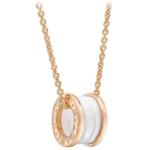 Toxse Zero 1 White Ceramic Pink Gold Diamond Necklace