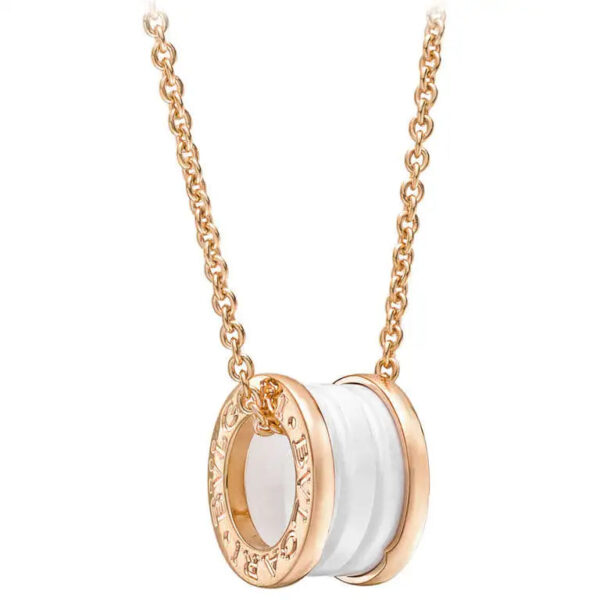 Toxse Zero 1 White Ceramic Pink Gold Diamond Necklace