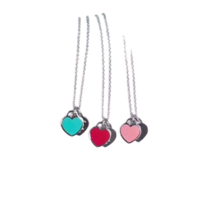Toxse T - Jewelry Double Heart Pendant Silver Necklace