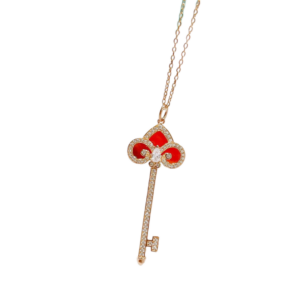 Toxse T - Jewelry Fleur De Lis Key Red Diamond Necklace