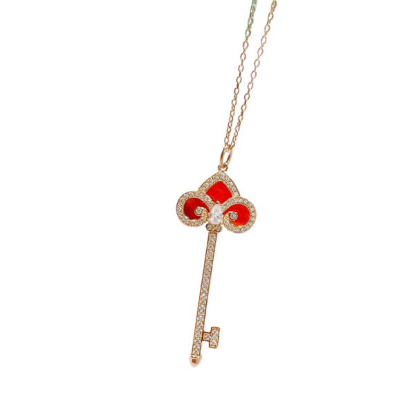 Toxse T - Jewelry Fleur De Lis Key Red Diamond Necklace