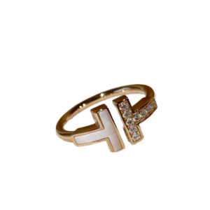 Toxse T - Jewelry Double T With Diamond Gold Ring
