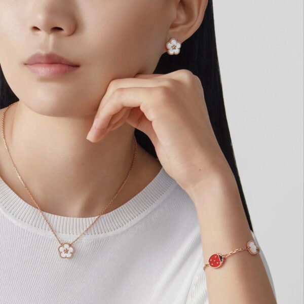 Toxse Lucky Spring White Blossom Pink Gold Pendant - Image 2