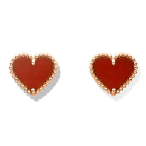 Toxse Heart Carnelian Pink Gold Stud Earrings