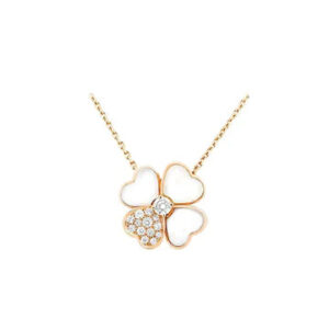 Toxse Clover Mop Diamond Pink Gold Necklace