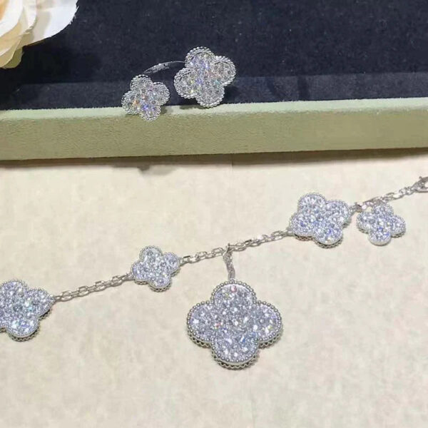 Toxse Clover 6 Motifs Silver Diamond Bracelet - Image 2