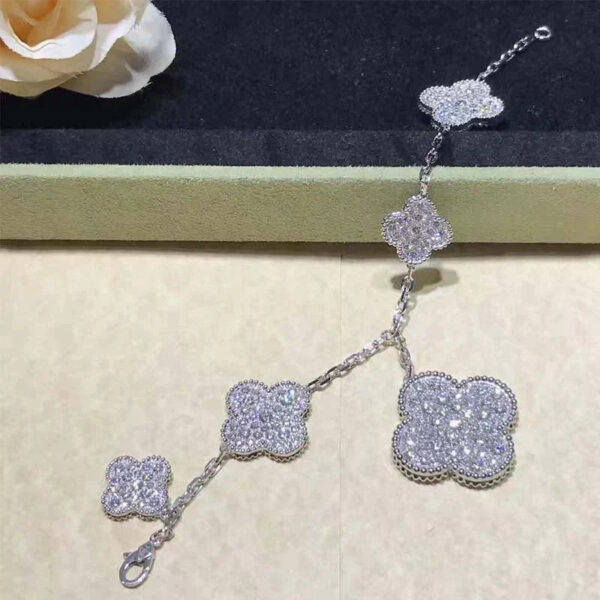 Toxse Clover 6 Motifs Silver Diamond Bracelet - Image 4