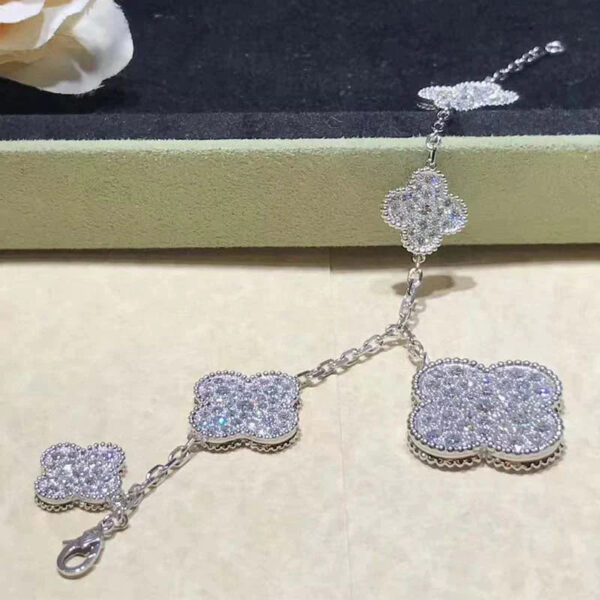 Toxse Clover 6 Motifs Silver Diamond Bracelet - Image 5