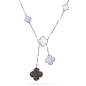Toxse Clover Mop Chalcedony Necklace Silver 6 Motifs