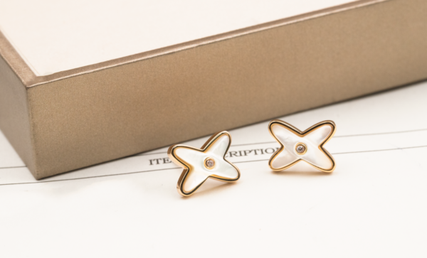 Toxse Jeux De White Mop Rose Gold Diamond Earrings - Image 3