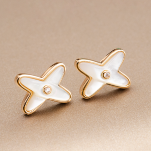 Toxse Jeux De White Mop Pink Gold Diamond Earrings