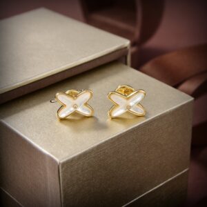 Toxse Jeux De White Mop Gold Diamond Earrings