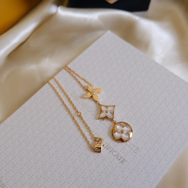Toxse Color Blossom Lariat Necklace Pink Gold White Mother Pearl And Diamond - Image 5