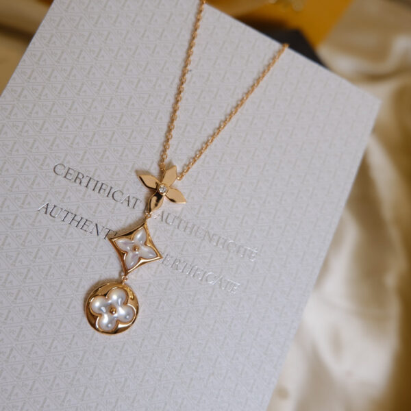 Toxse Color Blossom Lariat Necklace Pink Gold White Mother Pearl And Diamond - Image 6