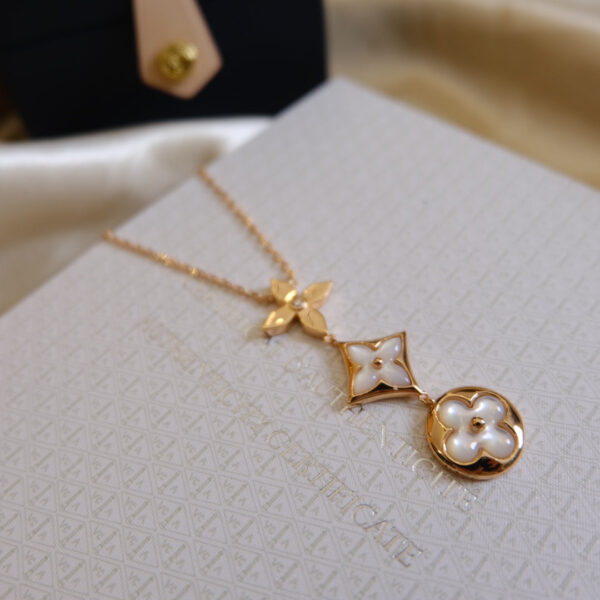 Toxse Color Blossom Lariat Necklace Pink Gold White Mother Pearl And Diamond - Image 7