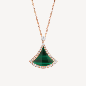 Toxse Dream Malachite Diamond Paved Pink Gold Necklace