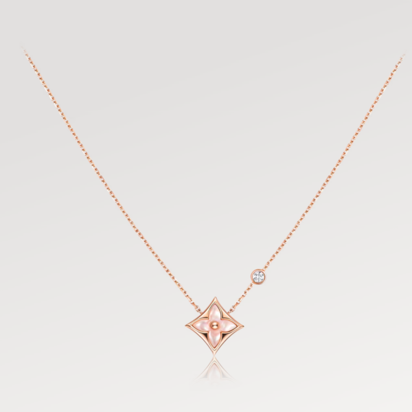 Toxse  Star Pink Mop 1 Diamond Pink Gold Necklace