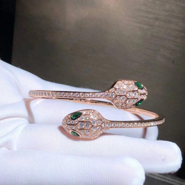 Toxse Serpenti Bracelet Pink Gold Malachite Diamond Double Snake - Image 2