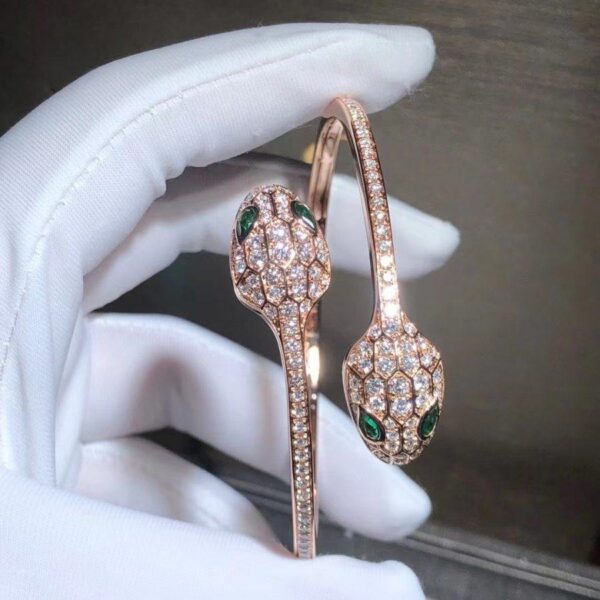 Toxse Serpenti Bracelet Pink Gold Malachite Diamond Double Snake - Image 4
