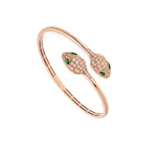 Toxse Serpenti Bracelet Pink Gold Malachite Diamond Double Snake