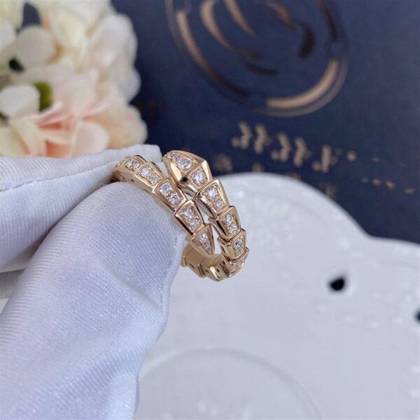 Toxse Serpenti Ring Pink Gold Diamond Paved 4Mm - Image 3