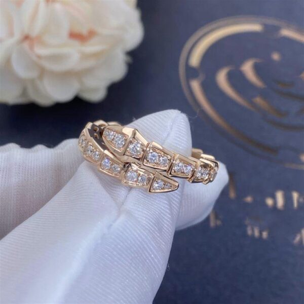 Toxse Serpenti Ring Pink Gold Diamond Paved 4Mm - Image 2