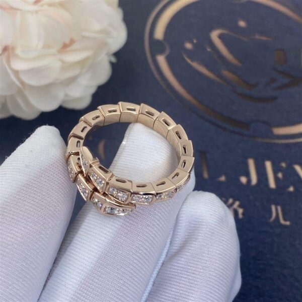 Toxse Serpenti Ring Pink Gold Diamond Paved 4Mm - Image 5