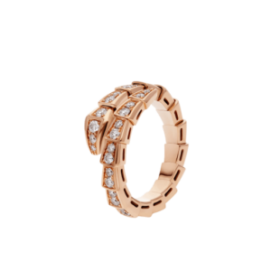 Toxse Serpenti Ring Pink Gold Diamond Paved 4Mm