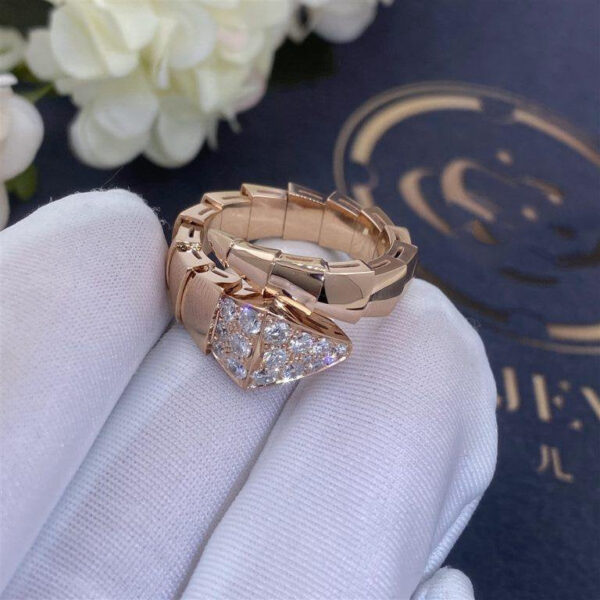 Toxse Serpenti Ring Pink Gold Diamond Paved 3Mm - Image 3