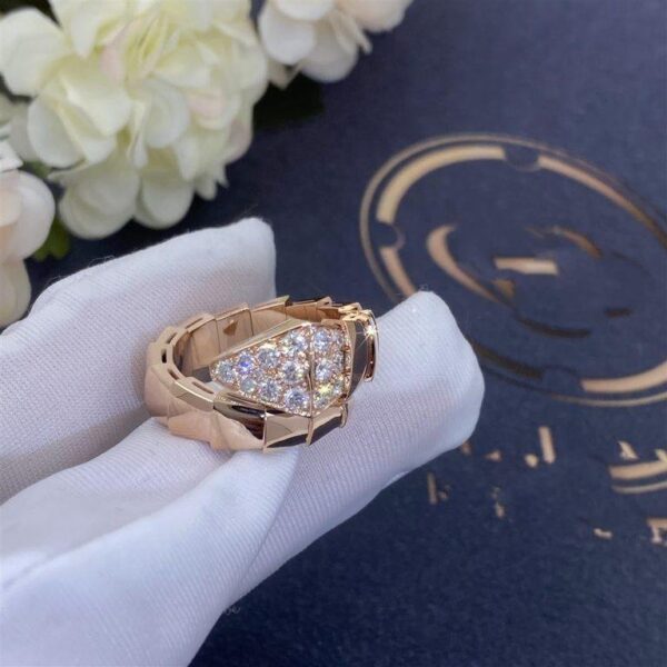 Toxse Serpenti Ring Pink Gold Diamond Paved 3Mm - Image 4