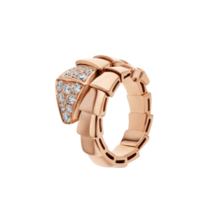 Toxse Serpenti Ring Pink Gold Diamond Paved 3Mm