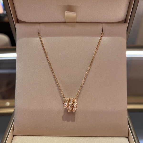 Toxse Serpenti Pink Gold Necklace Double Ring Diamond - Image 2