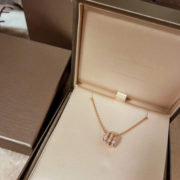 Toxse Serpenti Pink Gold Necklace Double Ring Diamond - Image 3