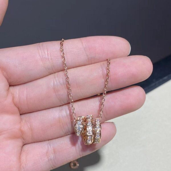 Toxse Serpenti Pink Gold Necklace Double Ring Diamond - Image 5