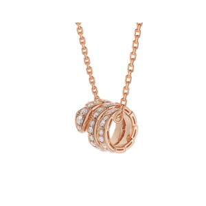 Toxse Serpenti Pink Gold Necklace Double Ring Diamond