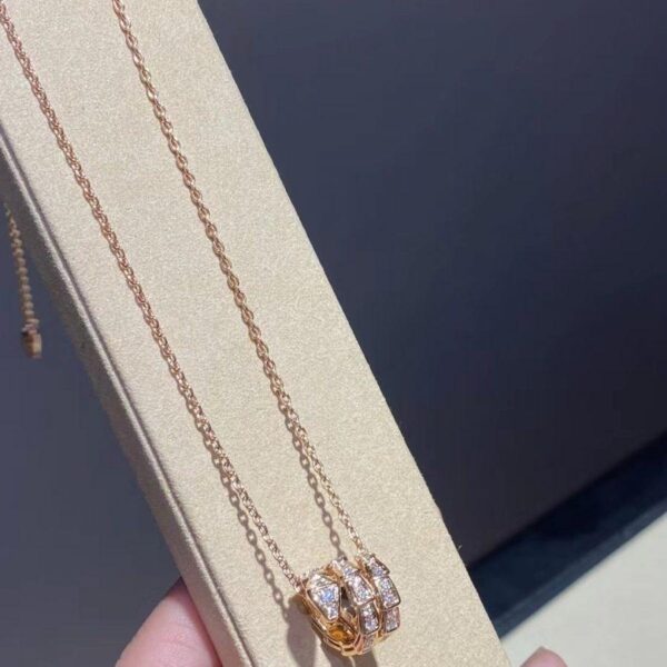 Toxse Serpenti Pink Gold Necklace Double Ring Diamond - Image 7