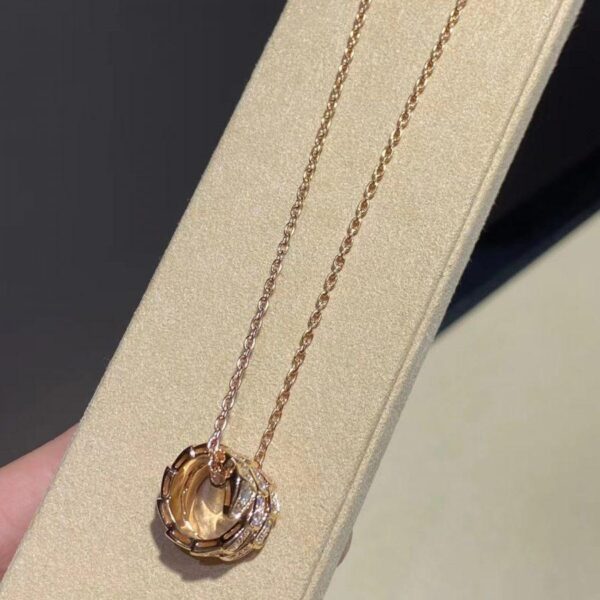 Toxse Serpenti Pink Gold Necklace Double Ring Diamond - Image 8