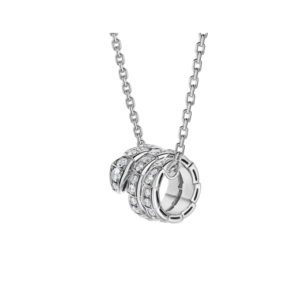 Toxse Serpenti Silver Necklace Double Ring Diamond