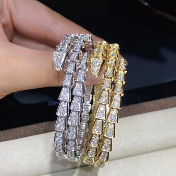 Toxse Serpenti Bracelet Gold Diamond Double Row - Image 4