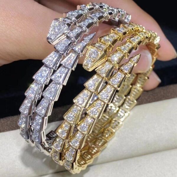 Toxse Serpenti Bracelet Gold Diamond Double Row - Image 5