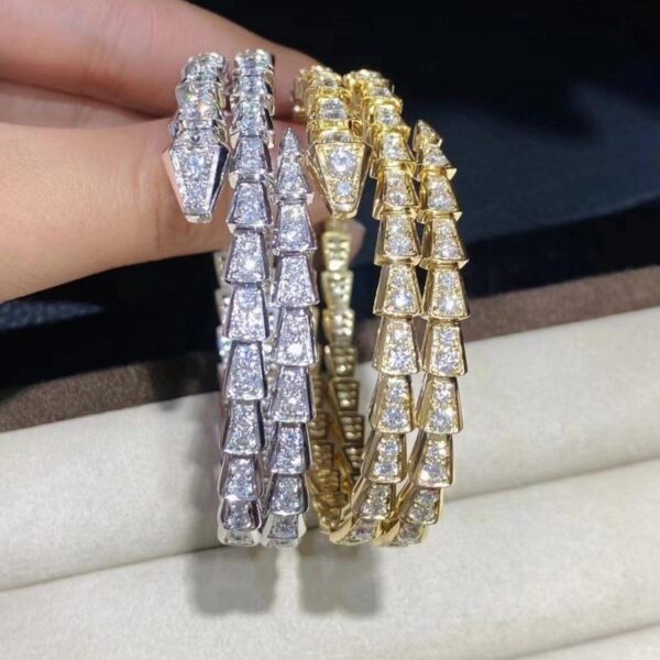 Toxse Serpenti Bracelet Gold Diamond Double Row - Image 6