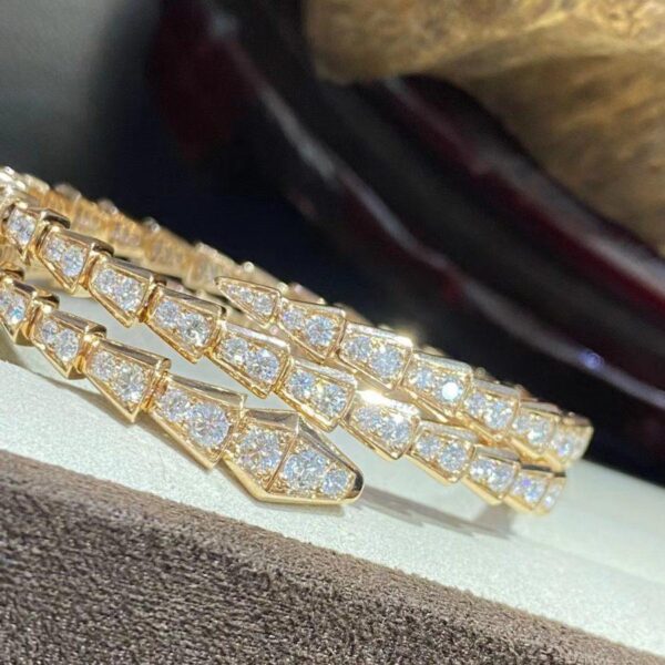 Toxse Serpenti Bracelet Gold Diamond Double Row - Image 3