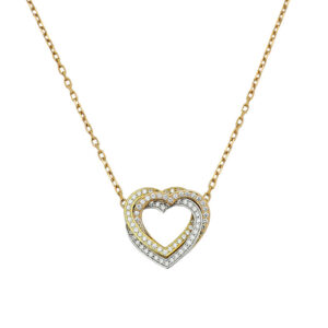 Toxse Trinity Heart Full Diamond Necklace