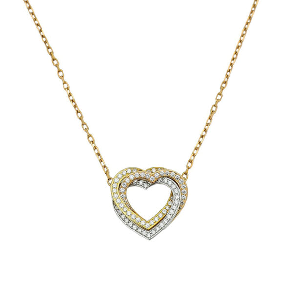 Toxse Trinity Heart Full Diamond Necklace