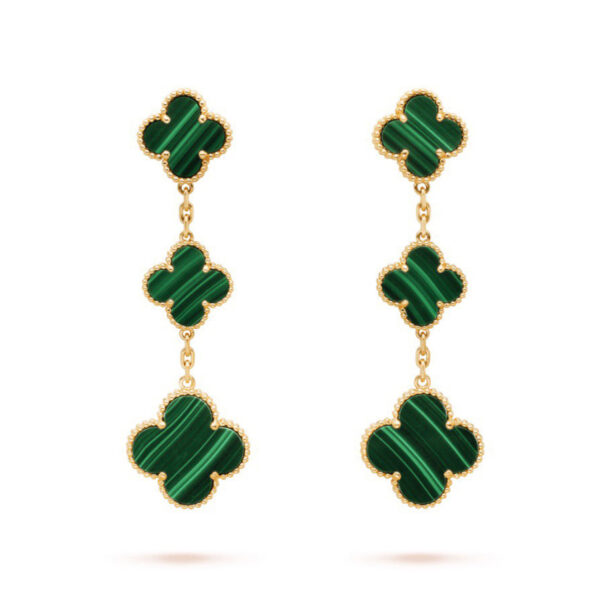 Toxse Magic Alhambra Malachite Three Motifs Clover Earrings